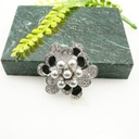 Clear Diamante Grey Pearl Flower Brooch