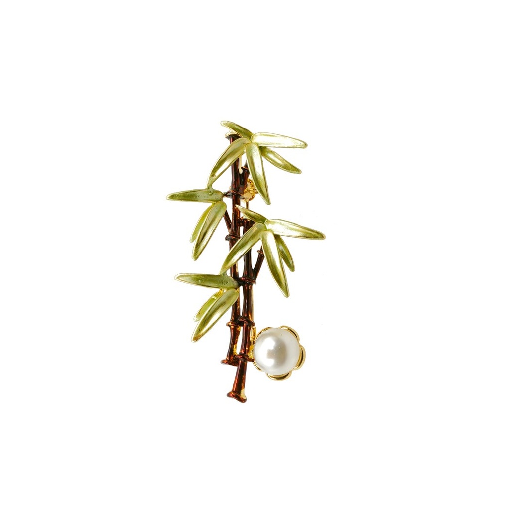 Bamboo Plant Theme Pearl Brooch