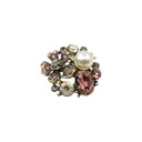 Abstract Flower With Pearl & Crystal Brooch