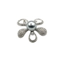 Floral Brooch With Pearl & Diamonds