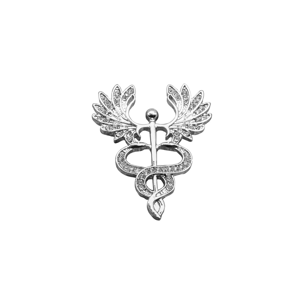 Caduceus Brooch With Diamonds