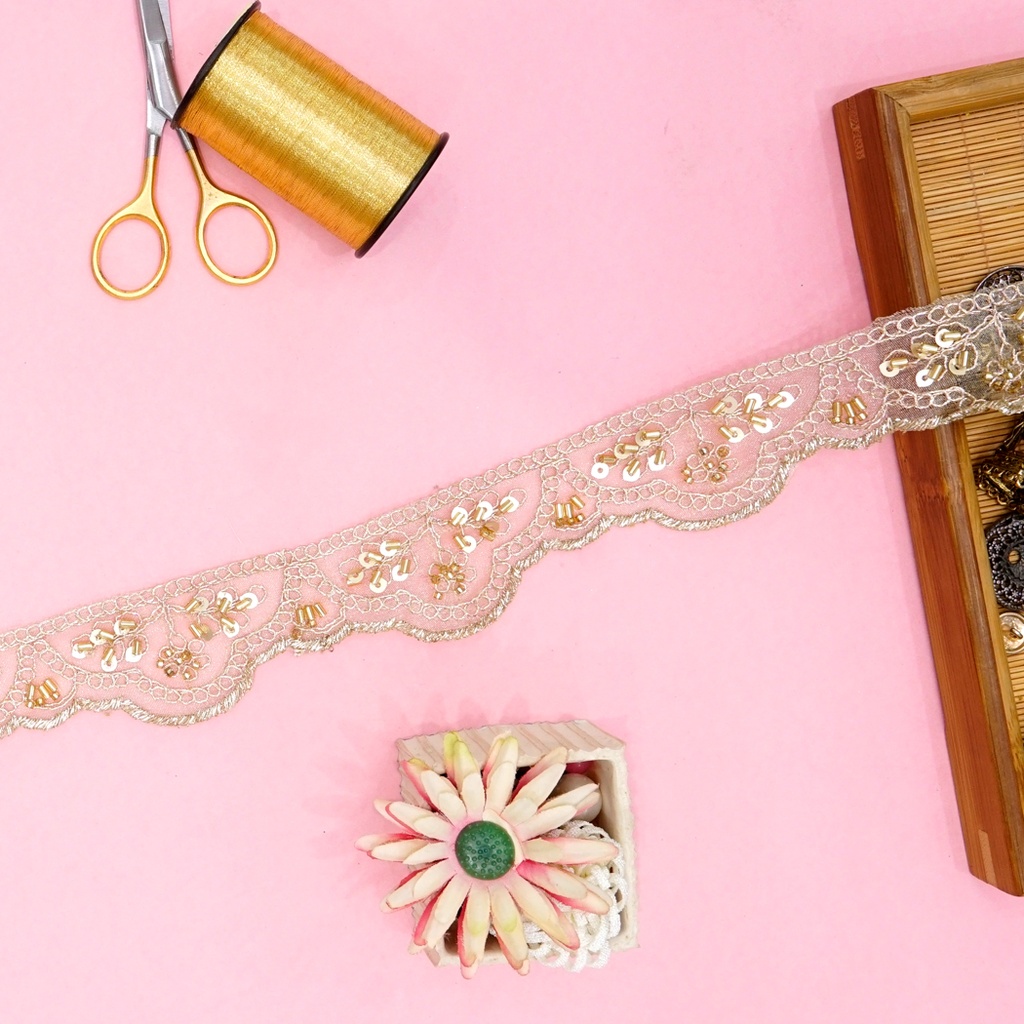 Fancy Glass Beads Sequence Lace