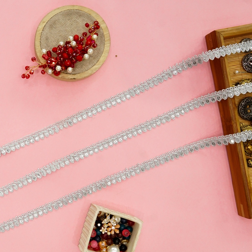 Fancy Metallic Yarn Sequence Lace