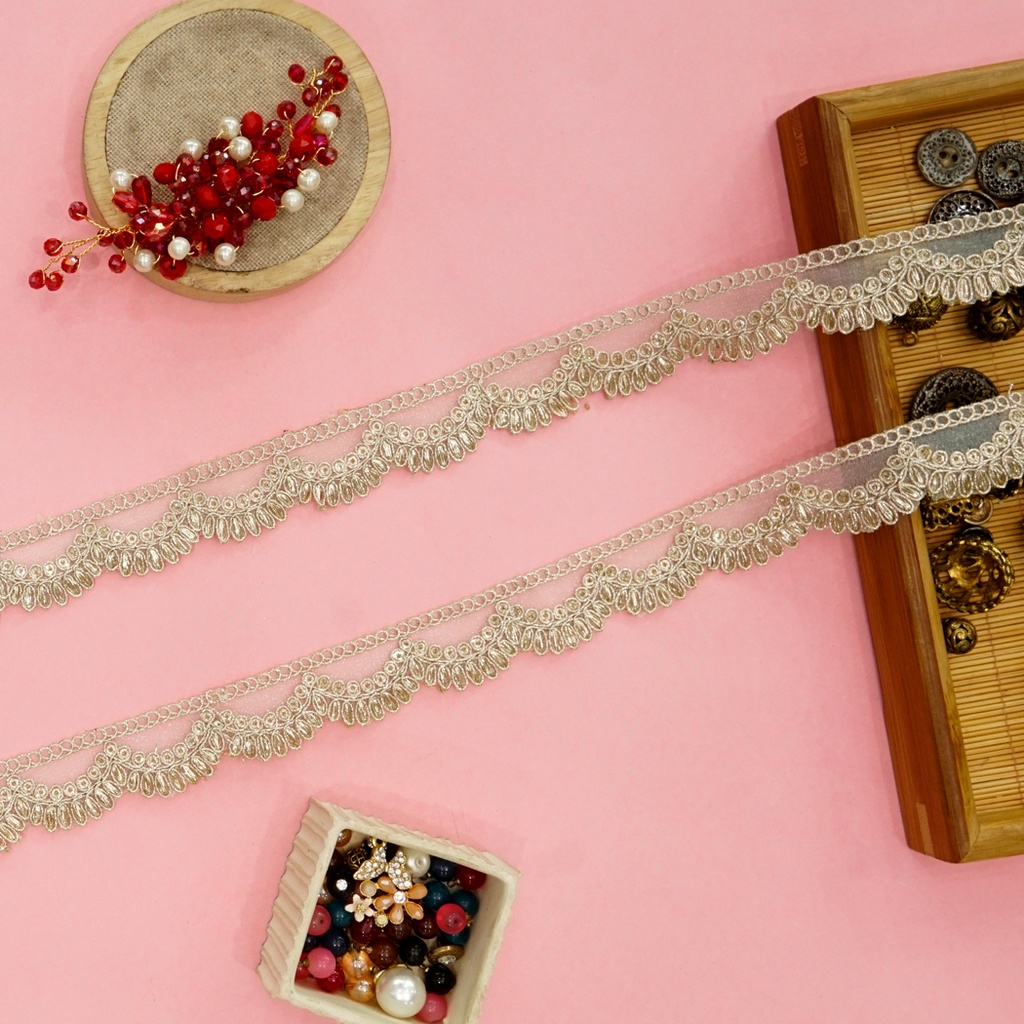 Fancy Metallic Yarn Sequence Lace