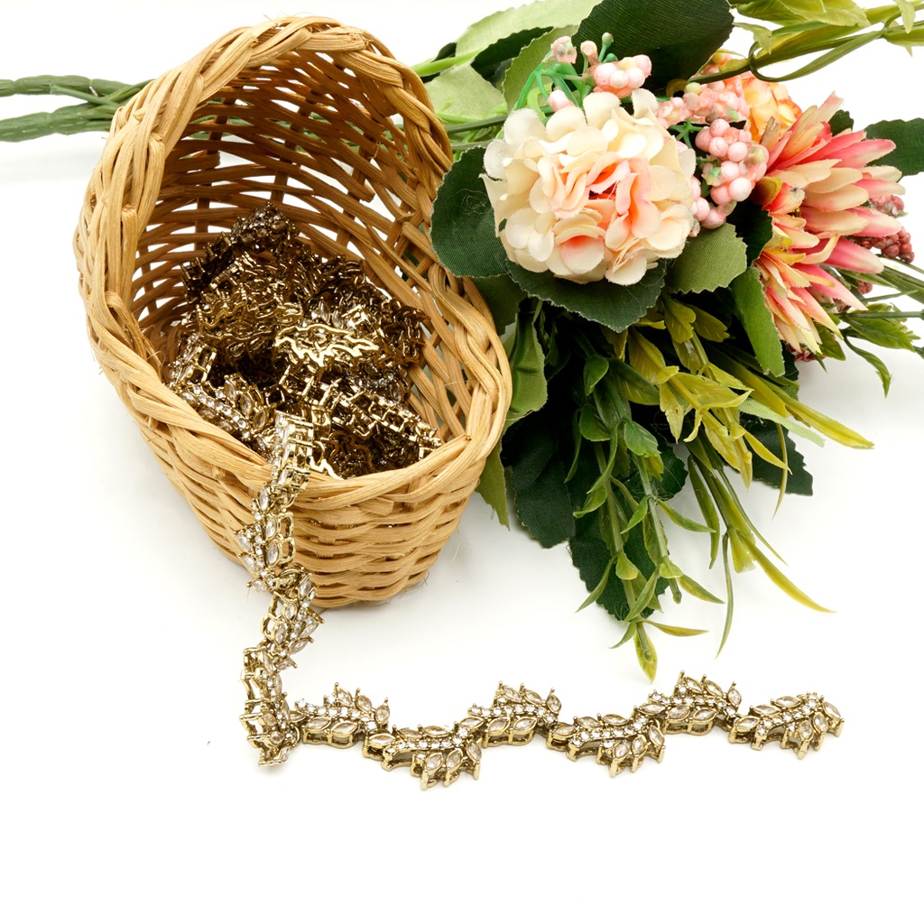 Gold Base Fancy Kundan Lace