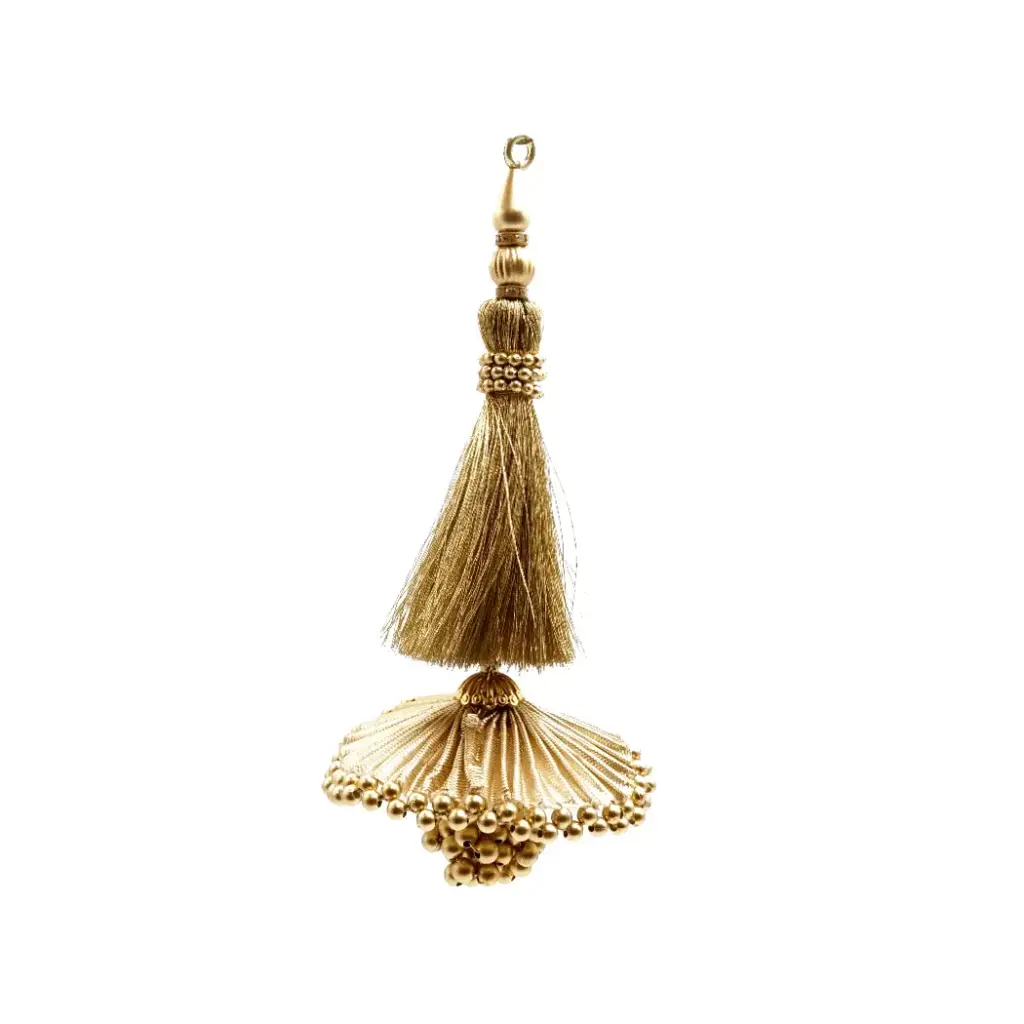 Fancy Metallic Yarn Gota Cap Pearl Tassel