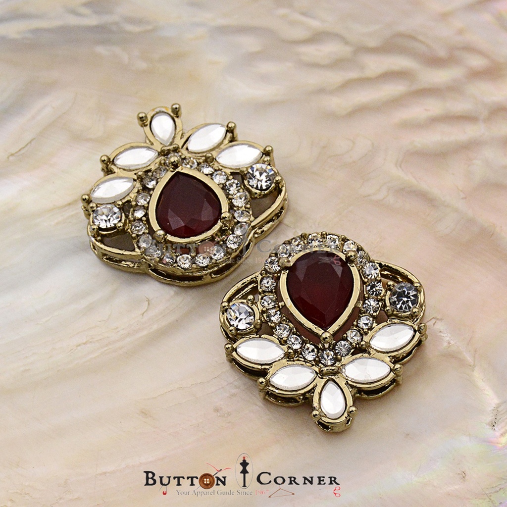Gold Base Fancy Kundan Button