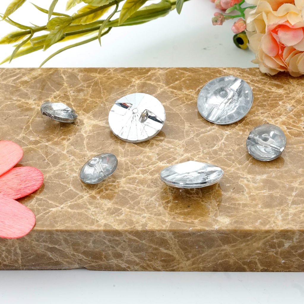 Silver Tunnel Crystal Shank Button