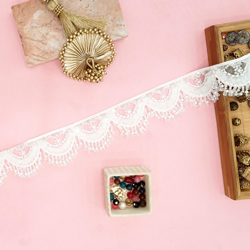 Fancy Glass Beads Sequence Lace