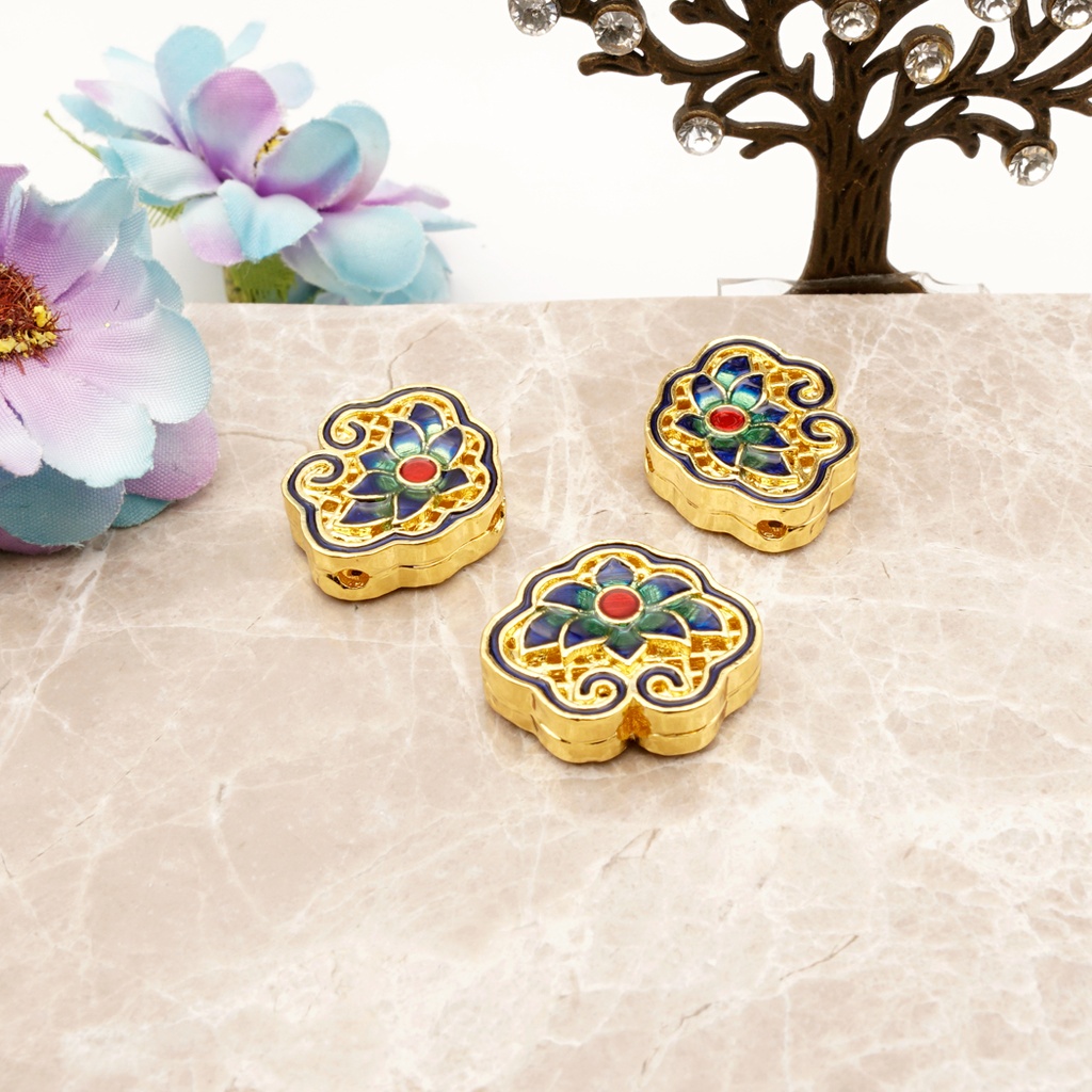 Porcelain Style Lotus Spacer Beads