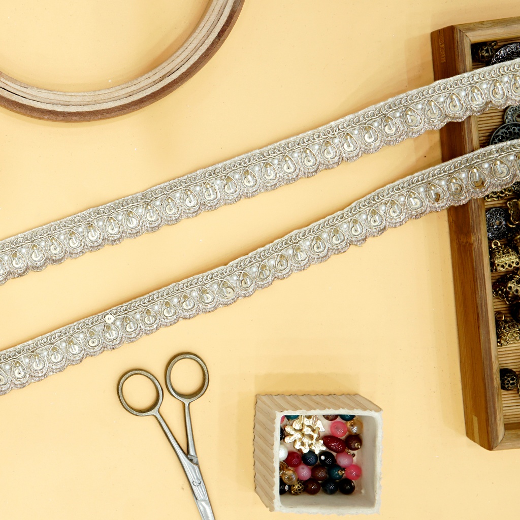 Fancy Glass Beads Sequence Lace