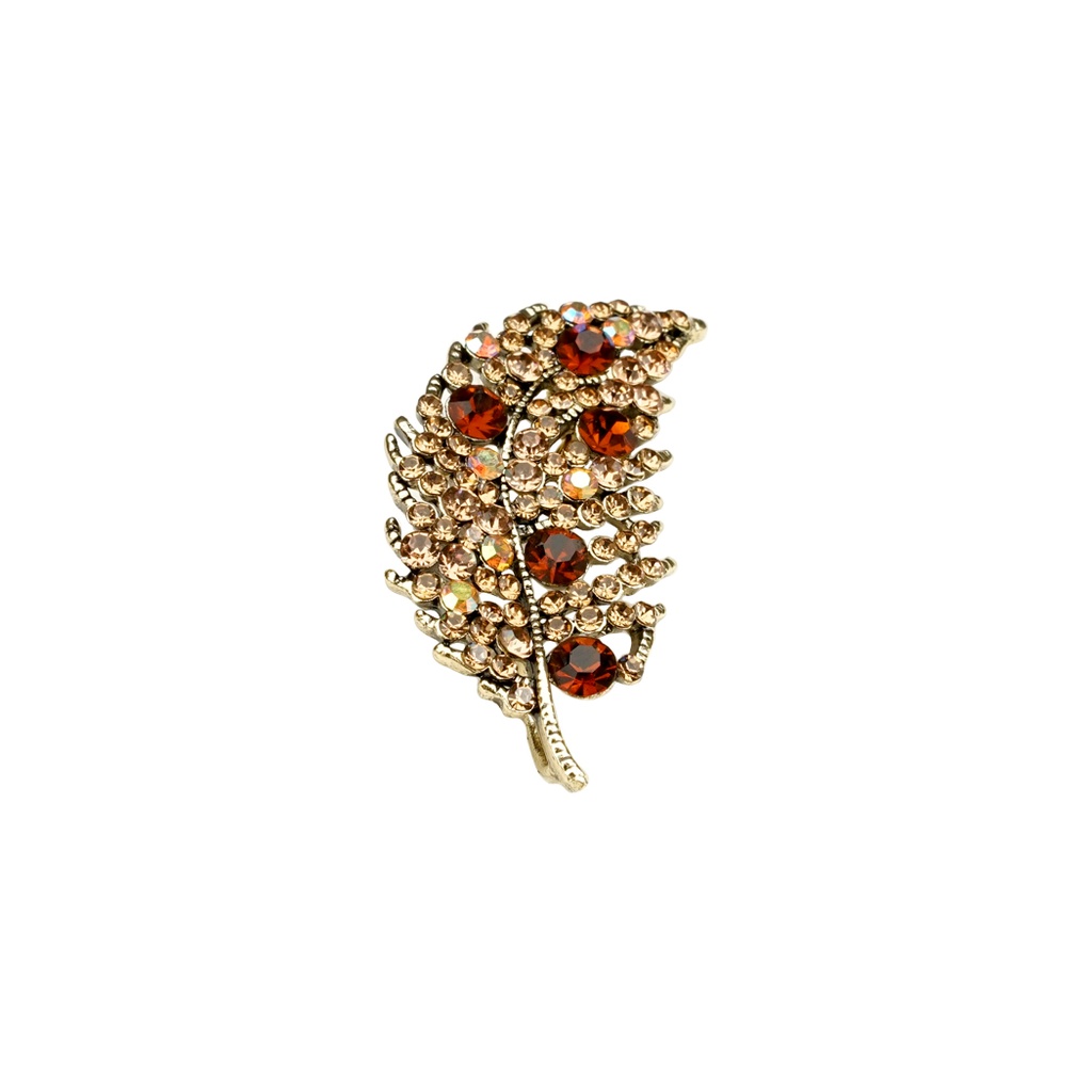 Leaf Brooch with Diamonds