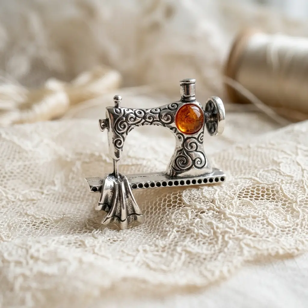 Vintage Sewing Machine Brooch