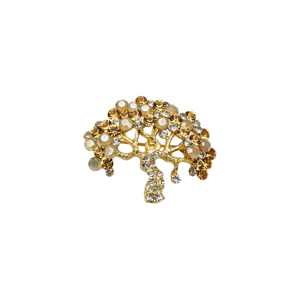 Autumn Tree Brooch with Diamonds