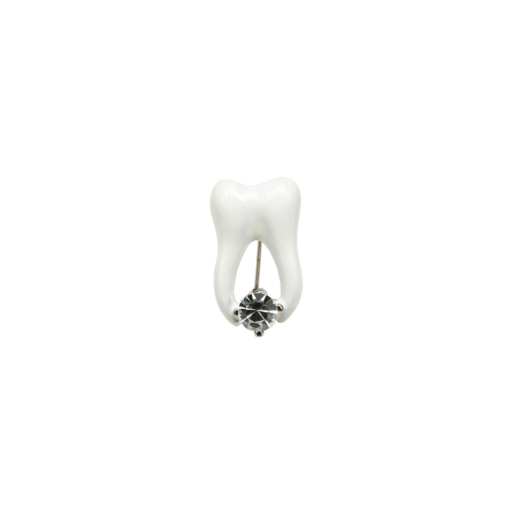 Enamel Tooth Brooch With Diamond