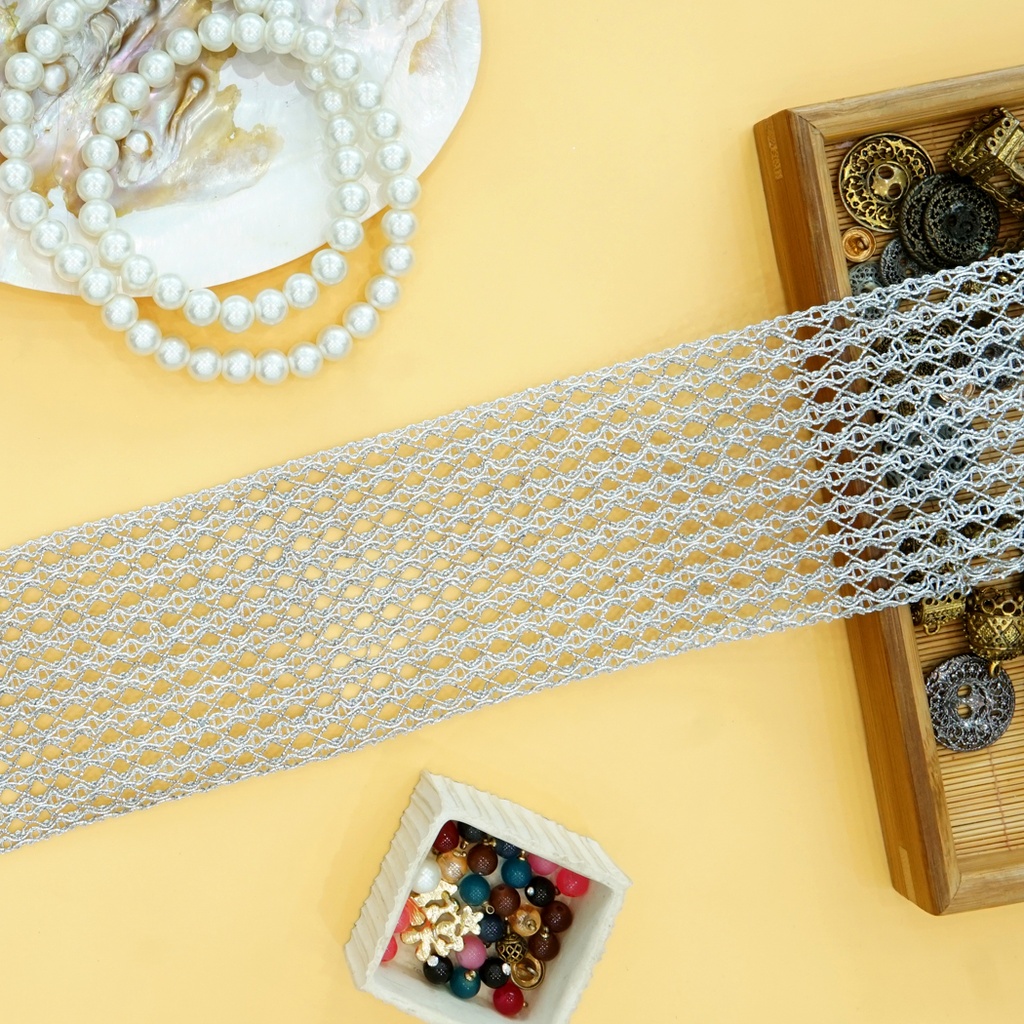 Fancy Metallic Yarn Crochet Lace