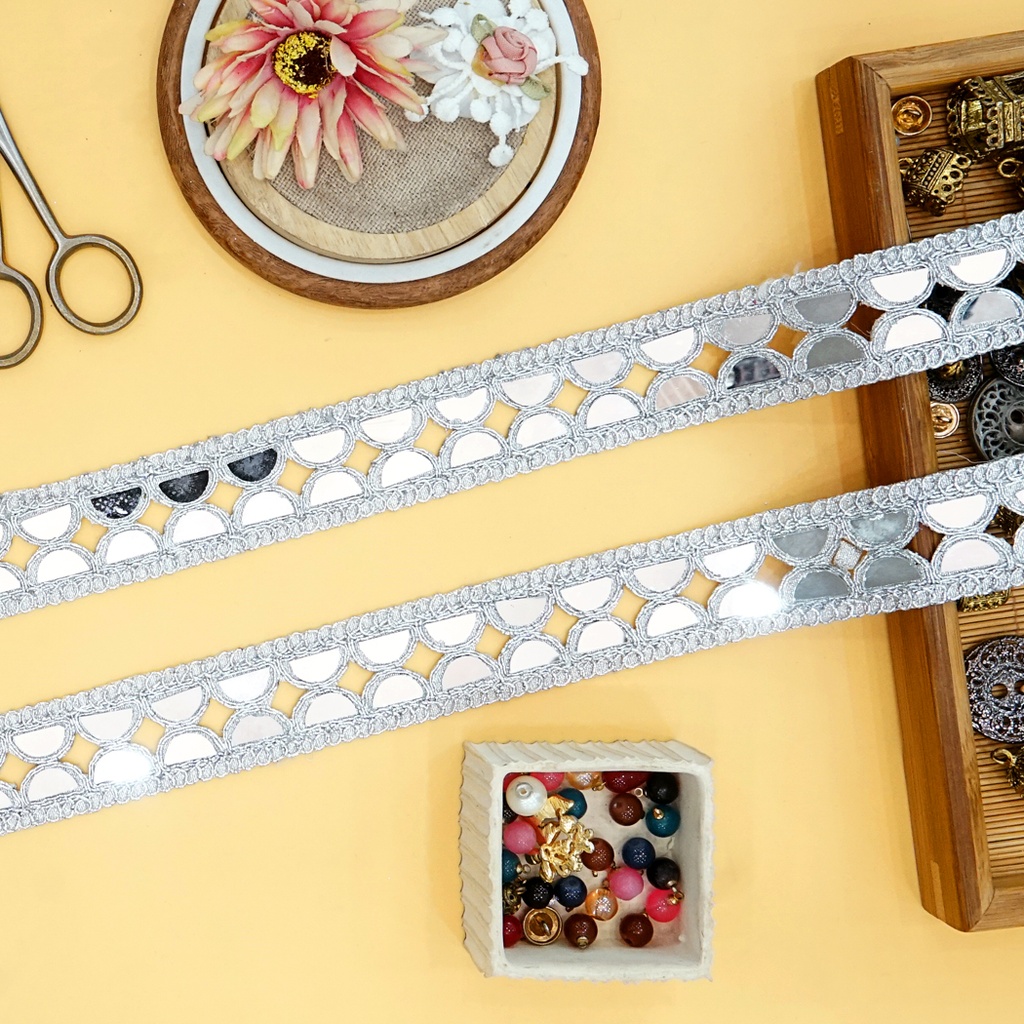 Fancy Metallic Yarn Mirror Lace