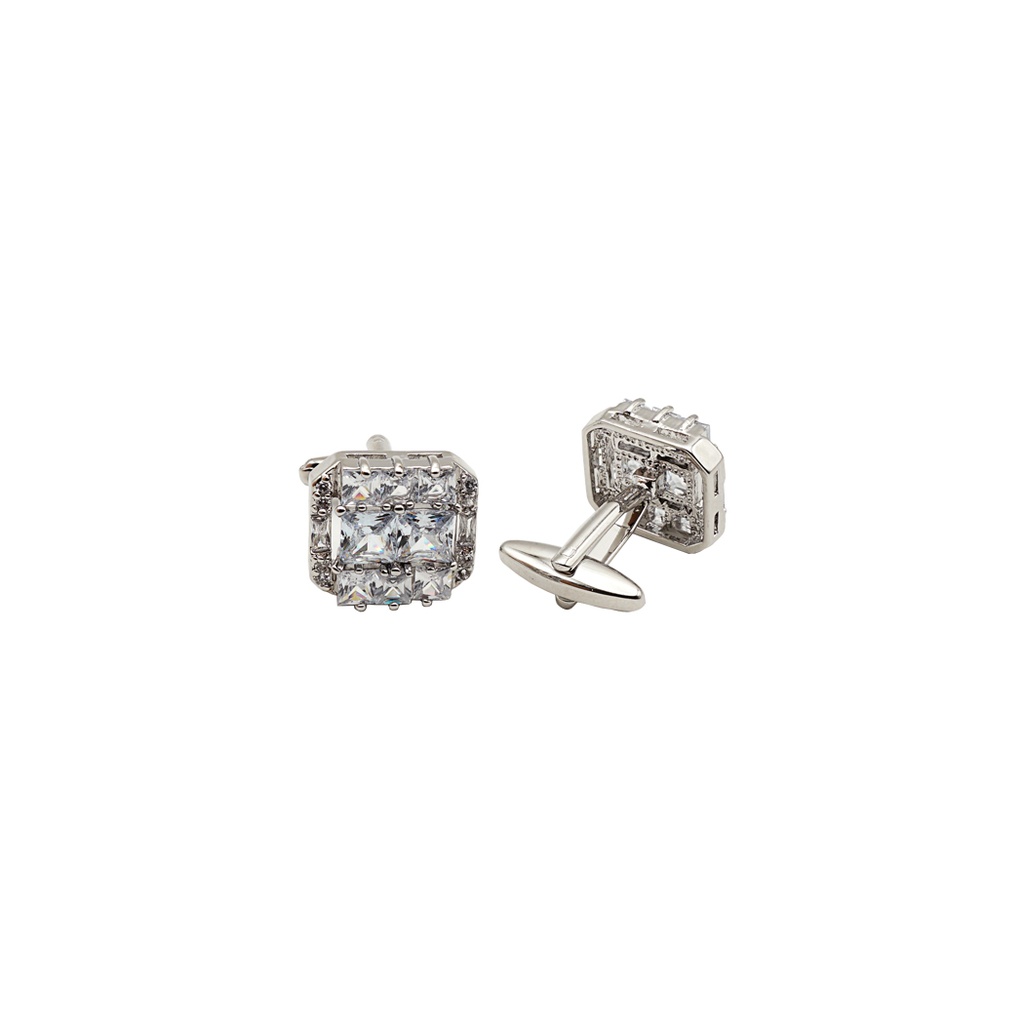 Silver Plated Zircon Stone Cufflink