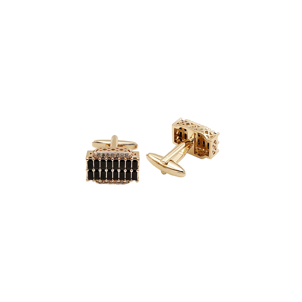 Gold Plated Zircon Stone Rectangle Cufflink