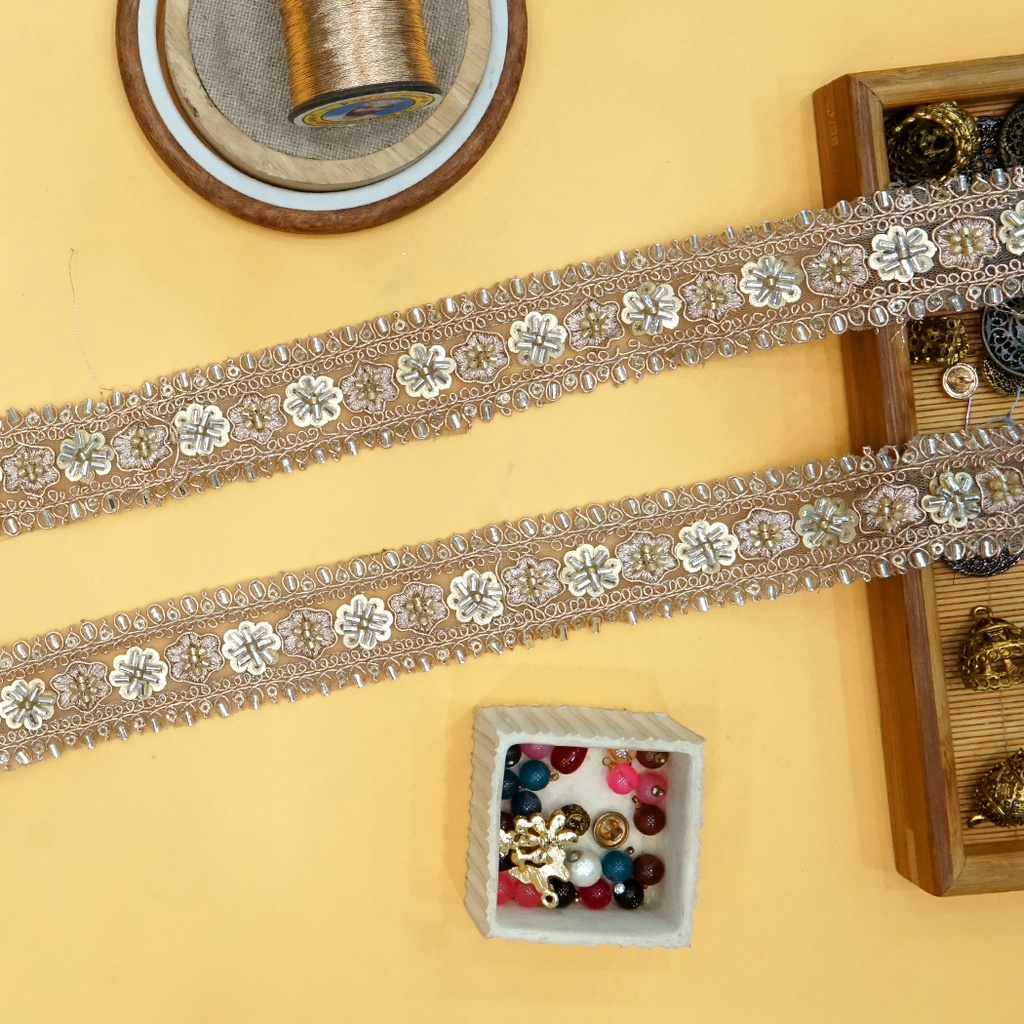 Fancy Glass Beads Sequence Lace