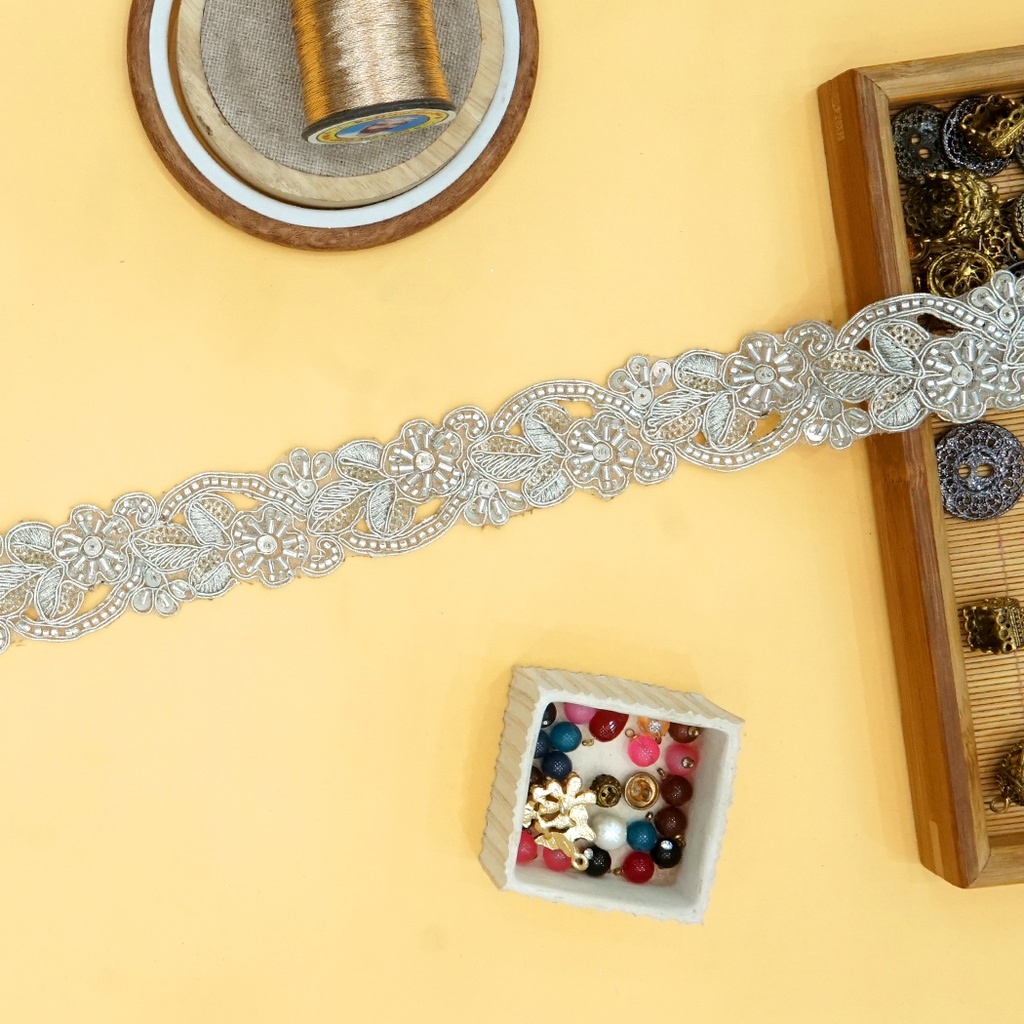 Fancy Glass Beads Sequence Lace