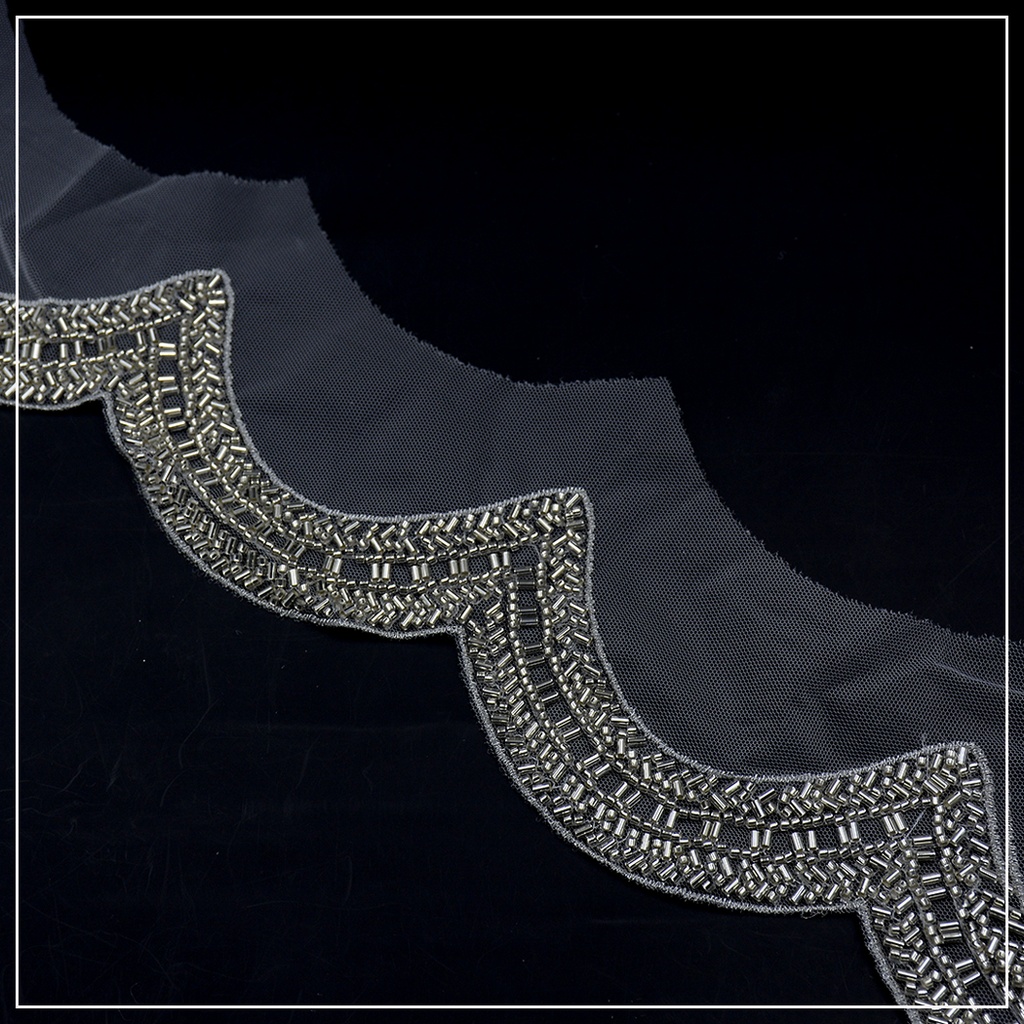 Fancy Glass Beads Net Lace
