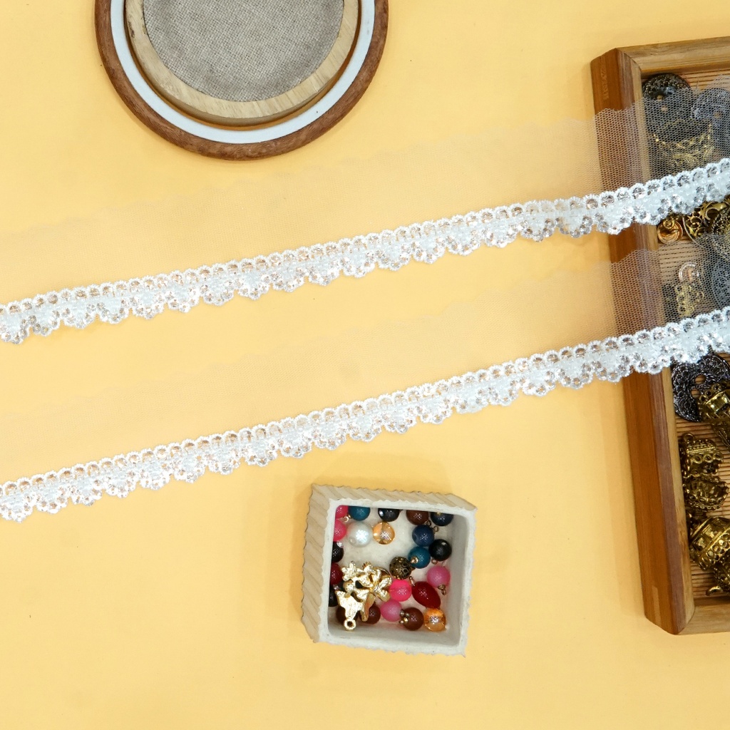 Fancy Glass Beads Sequence Lace