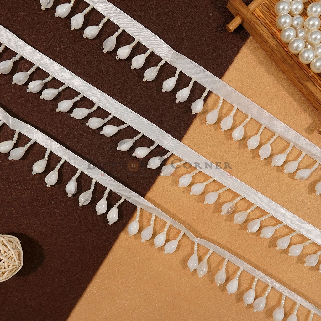 Marble Style, Glass Beads, Pearl Drop, Hanging Lace