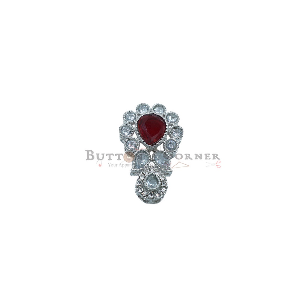 Silver Base Fancy Kundan Button