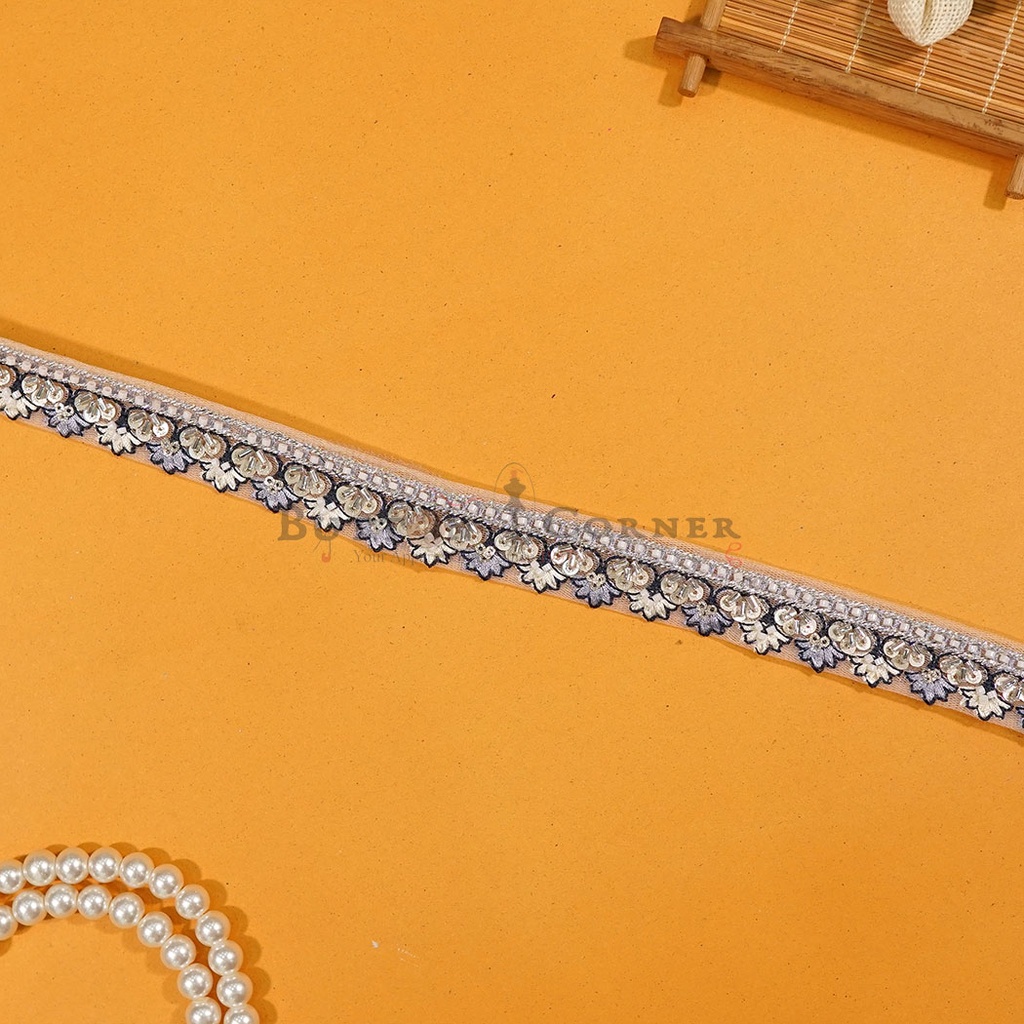Fancy Glass Beads Sequence Lace