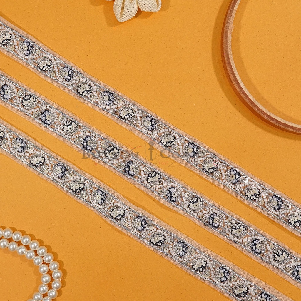 Fancy Glass Beads Sequence Lace