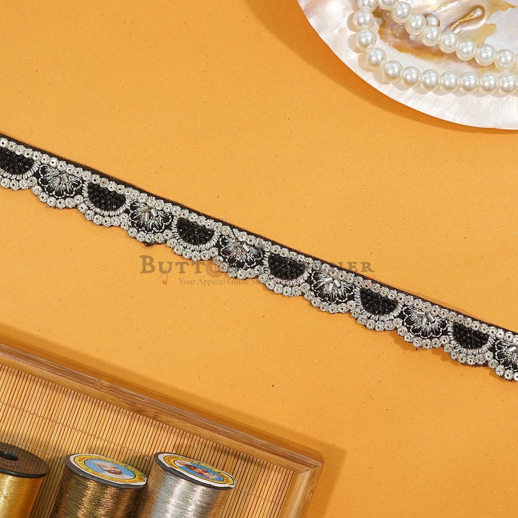 Fancy Glass Beads Sequence Lace