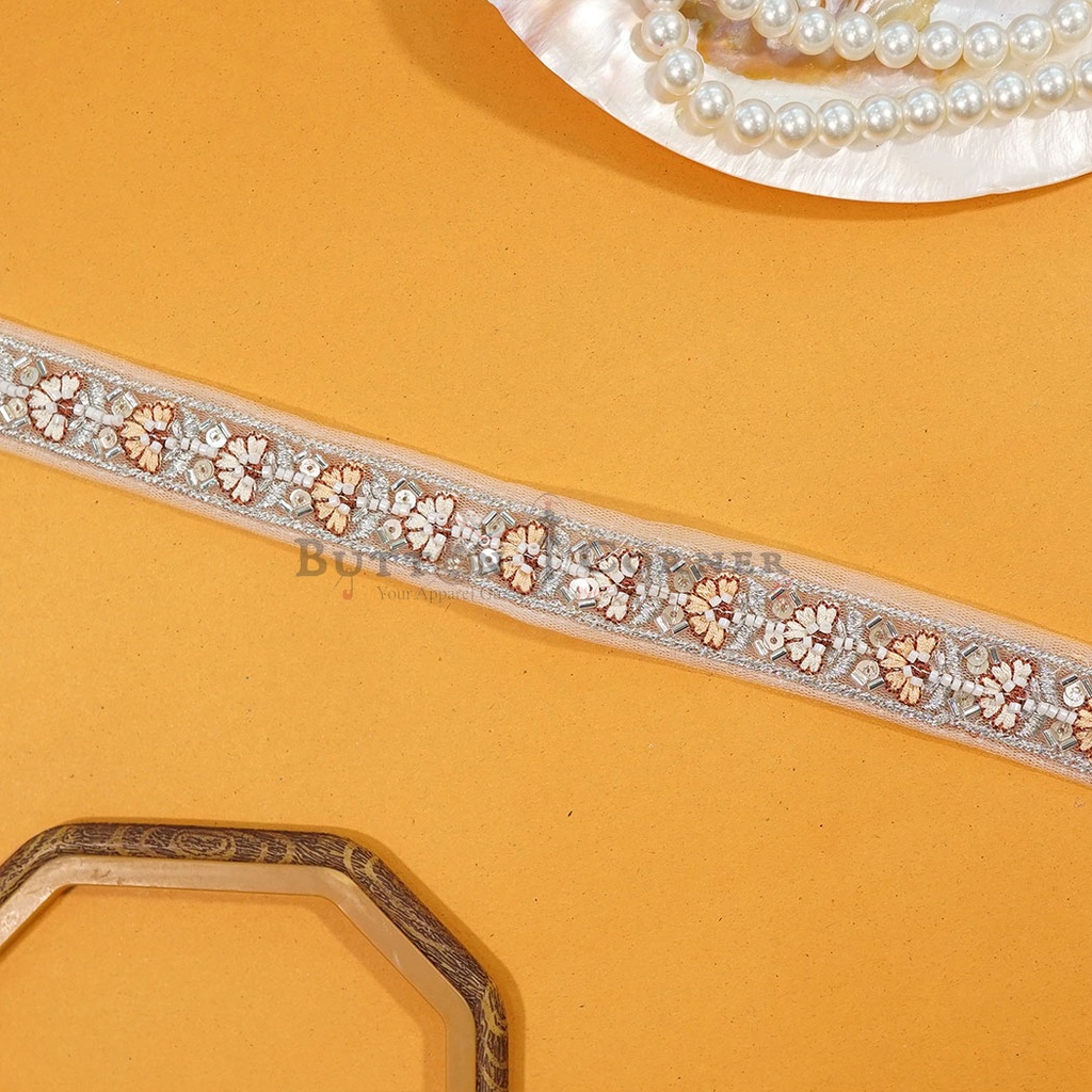 Fancy Glass Beads Sequence Lace