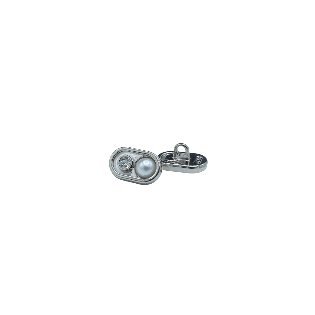 Rectangle Capsule Pearl Diamond Button