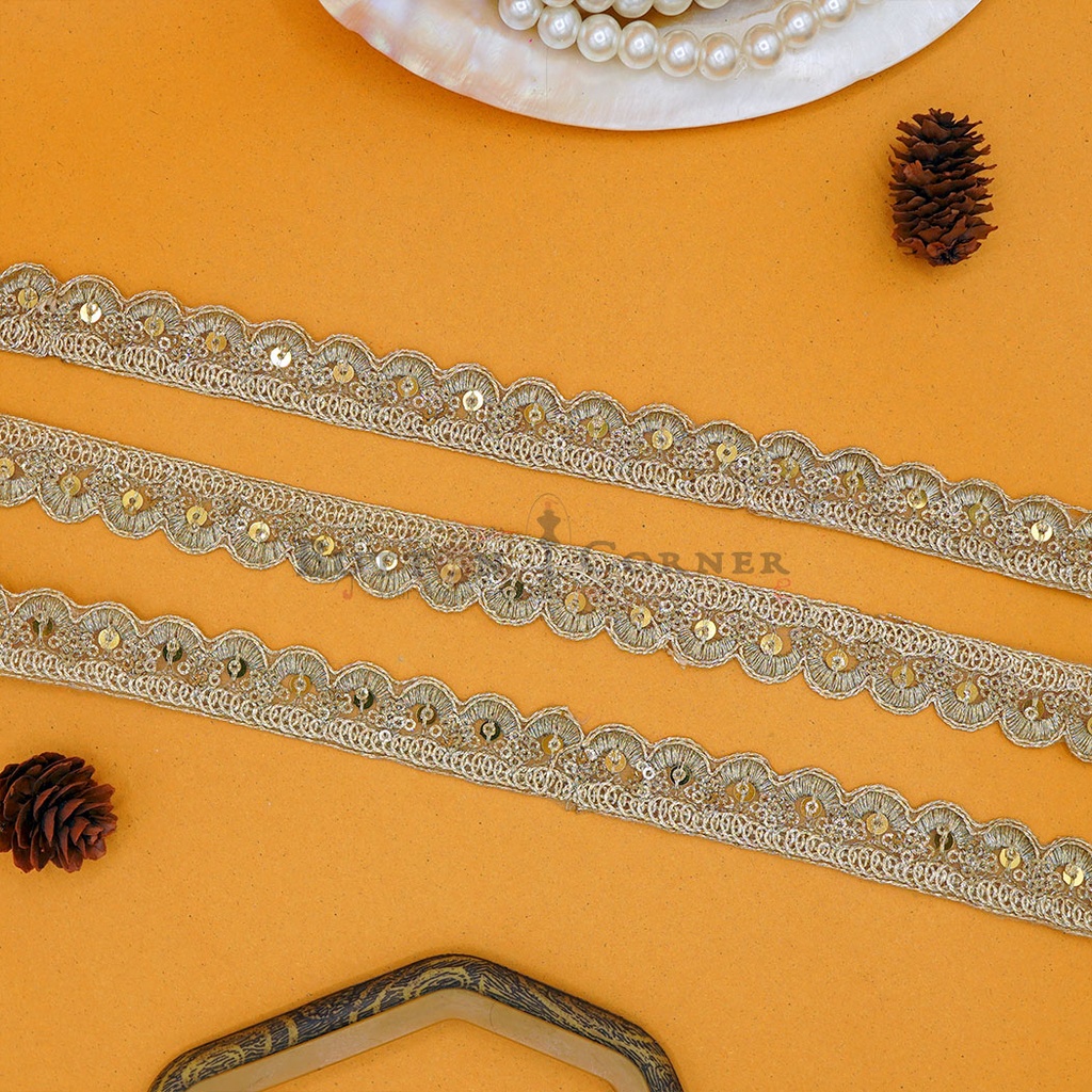 Fancy Metallic Yarn Sequence Lace