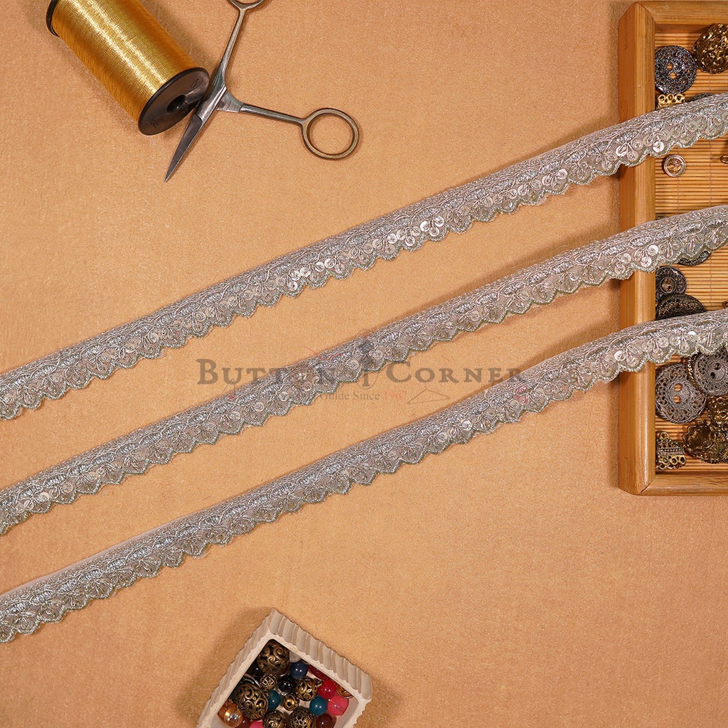 Fancy Metallic Yarn Sequence Lace