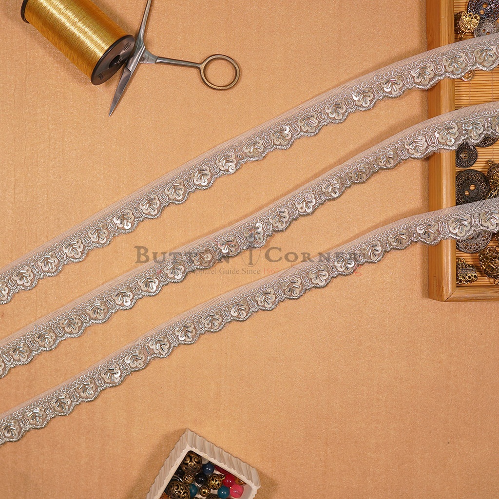 Fancy Glass Beads Sequence Lace