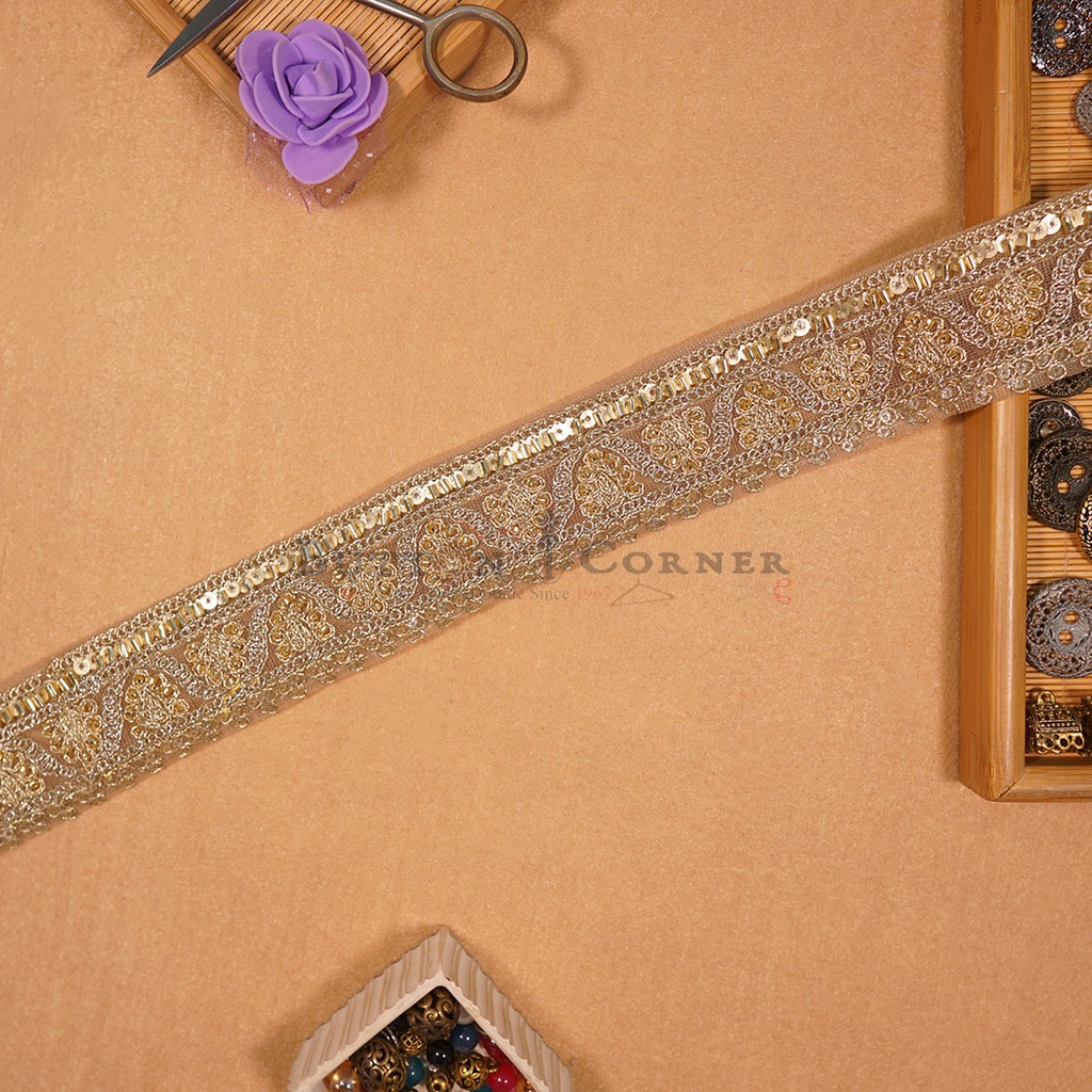 Fancy Glass Beads Sequence Lace