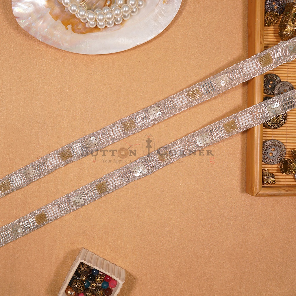 Fancy Glass Beads Sequence Lace