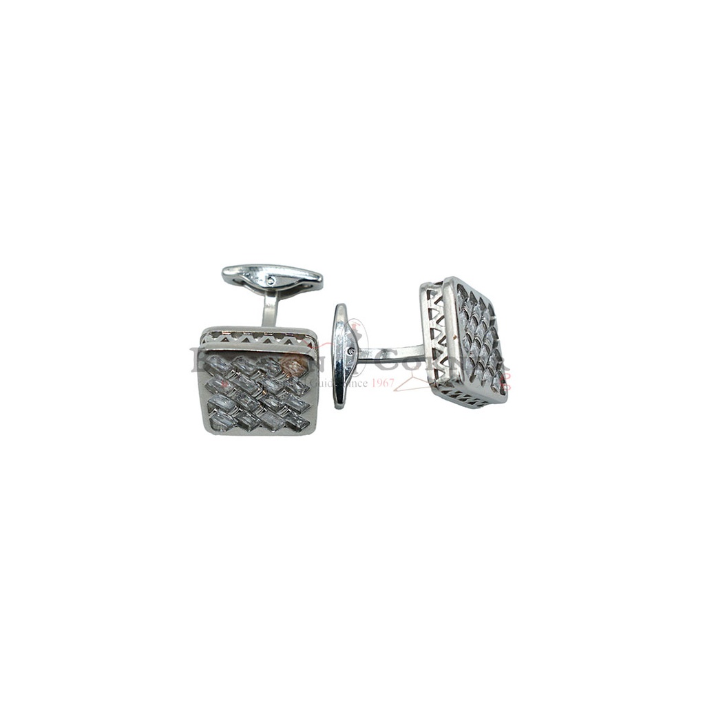 Silver Plated Zircon Square Cufflink
