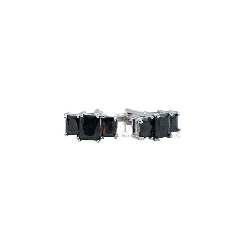 Silver Plated Crystal Rectangular Cufflink