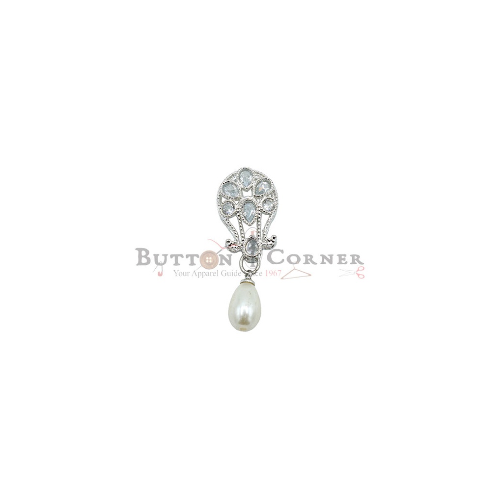 Silver Base Fancy Kundan Button