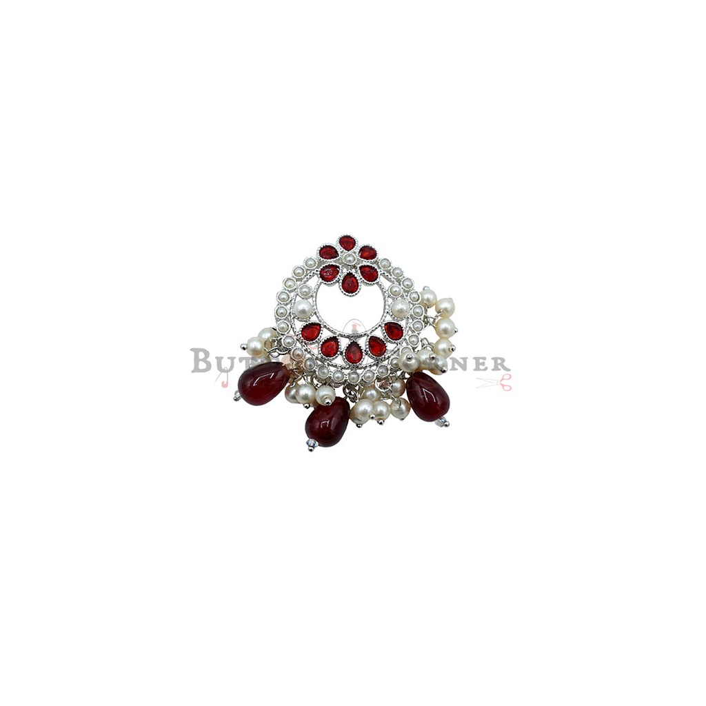 Silver Base Fancy Kundan Button
