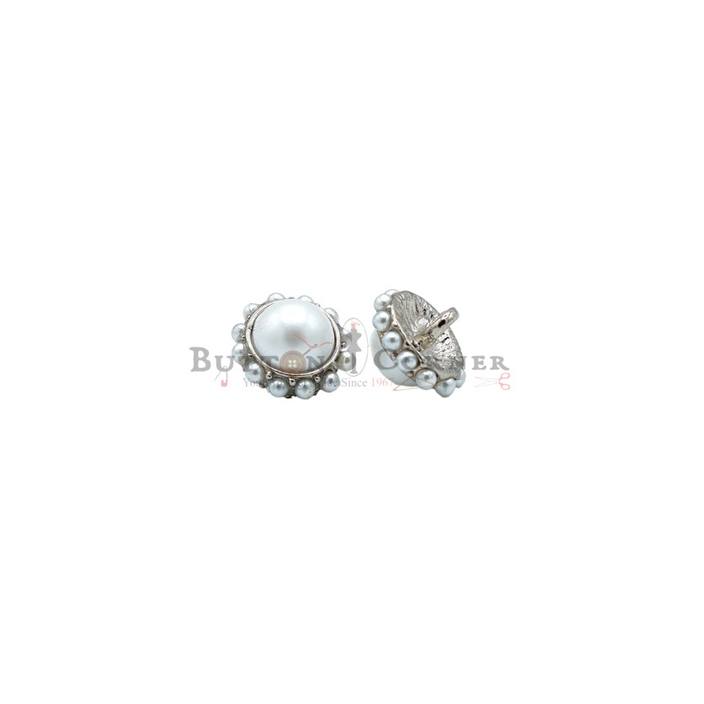 Silver Plated Pearl Rim Metal Pearl Button