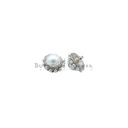 Silver Plated Pearl Rim Metal Pearl Button