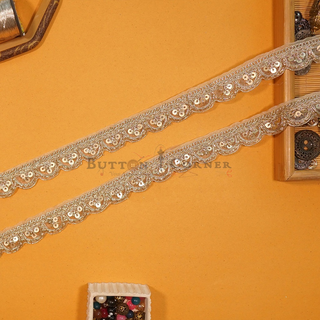 Fancy Metallic Yarn Sequence Lace