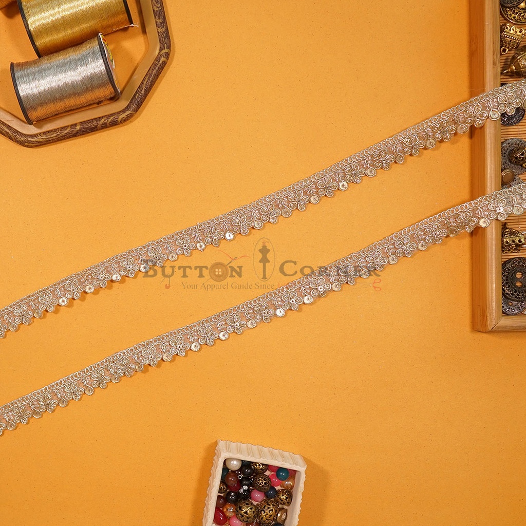 Fancy Metallic Yarn Sequence Lace