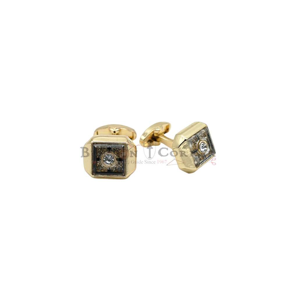 Gold Plated Gemstone Square Cufflink