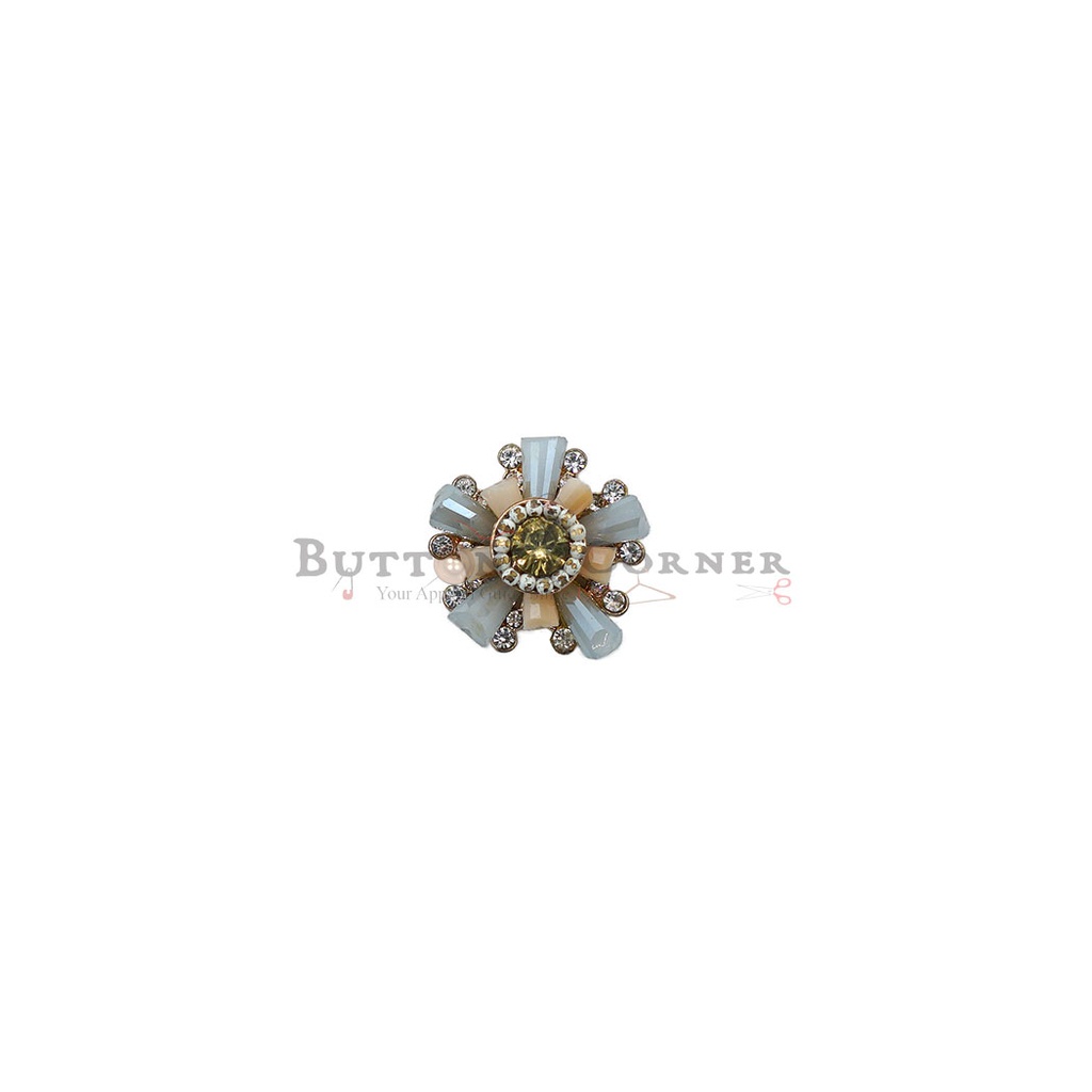 Copper Base Flower Rhinestone Button