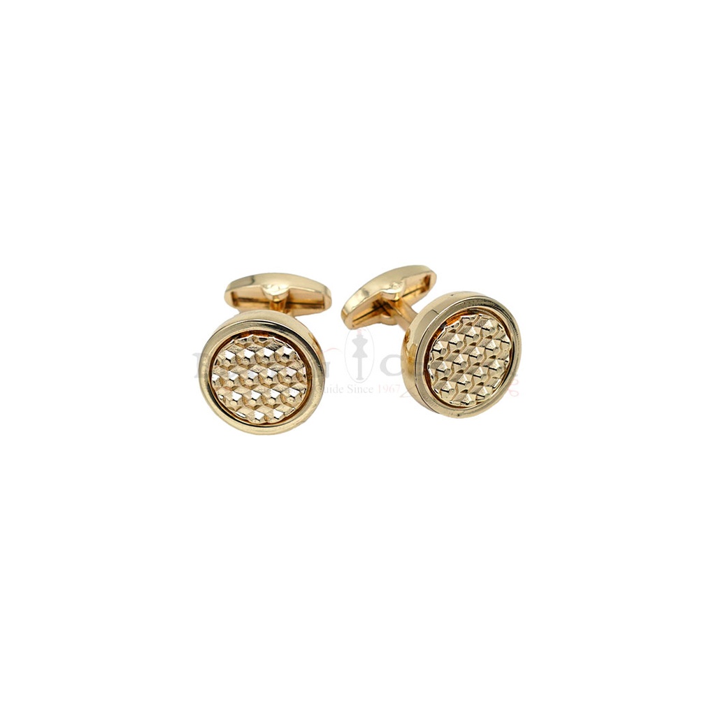 Gold Plated Textured Surface Round Cufflink